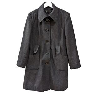 Giacca Women's Charcoal Grey Buttoned Wool Coat Size L